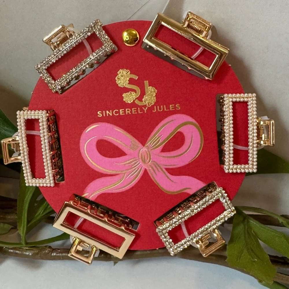 Sincerly Jules Gold Pearl and Rhinestone Hair Clips Set